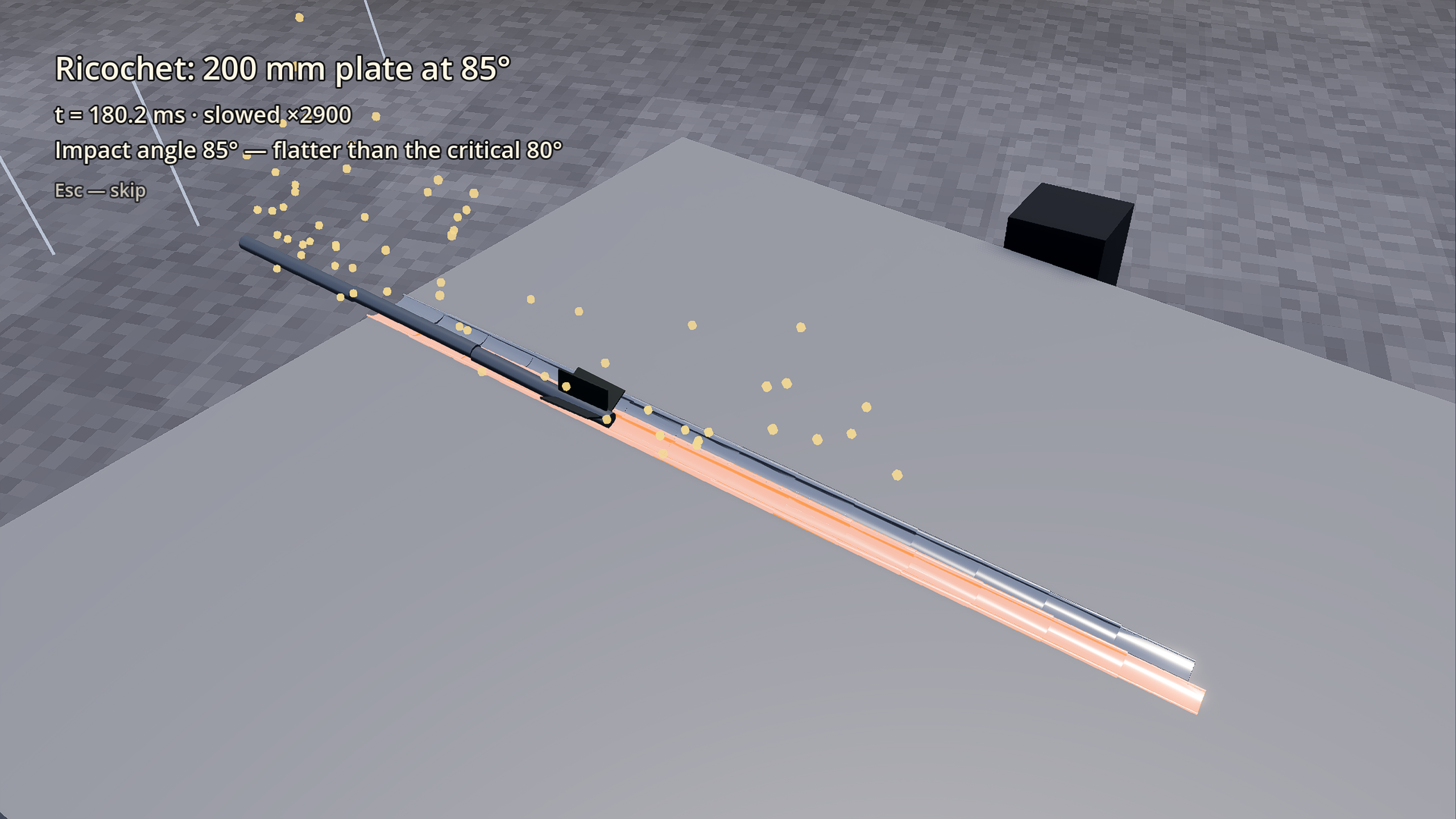 The tail slaps the plate and the rod leaves, the gouge still glowing